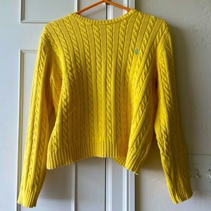 Polo Ralph Lauren Bright Yellow Cable Knit Sweater in Size Medium